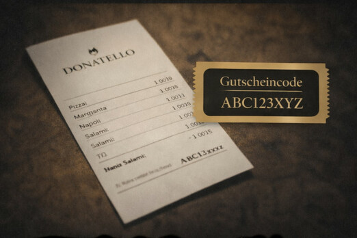Rechnung von Donatello mit persönlichem Gutscheincode zum Einlösen bei der nächsten Bestellung